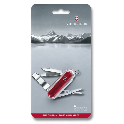 NŮŽ VICTORINOX NAIL CLIP 580 ČERVENÁ TRANSPARENTNÍ 0.6463.TB1 - KAPESNÍ NOŽE - OSTATNÍ