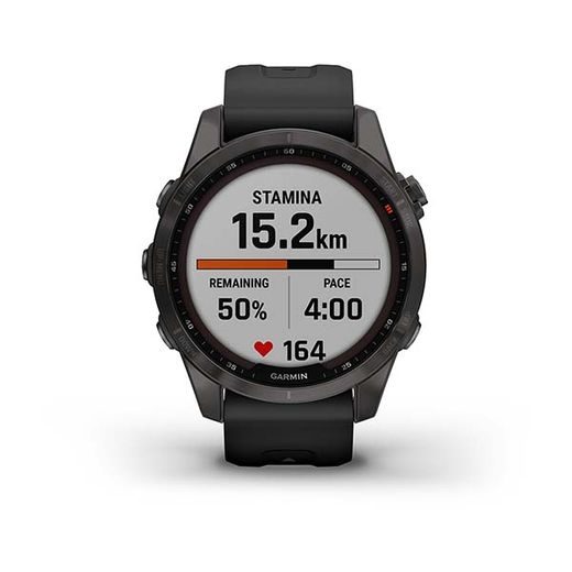 GARMIN FENIX 7S PRO SAPPHIRE SOLAR TITAN CARBON GRAY/ BLACK SILICONE BAND - 010-02539-25 - FENIX 7S - BRANDS