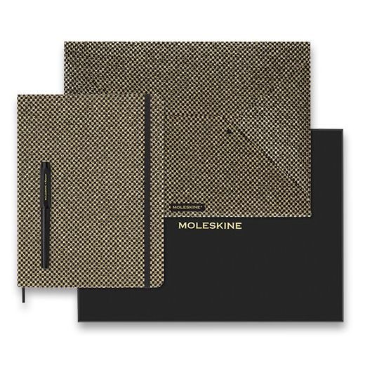 DÁRKOVÁ SADA DIÁŘ MOLESKINE UNI HOLIDAY SHINE GOLD XL A PLNICÍ PERO MOLESKINE KAWECO 1206/5789003 - DIÁŘE A ZÁPISNÍKY - OSTATNÍ