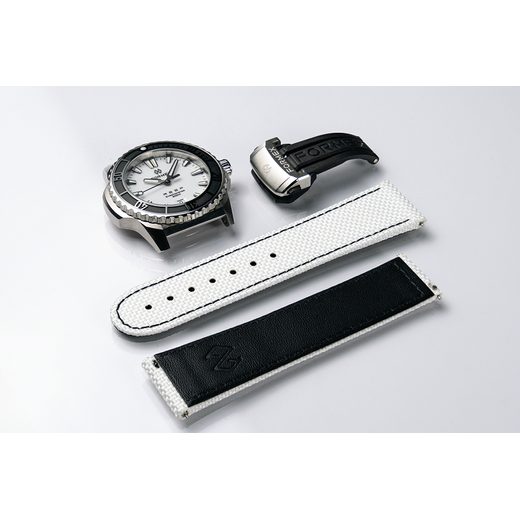 FORMEX REEF DEPLOYANT WHITE WITH BLACK STITCHING NYLON (WITHOUT CLASP) NS.0220.801 - STRAPS - ACCESSORIES