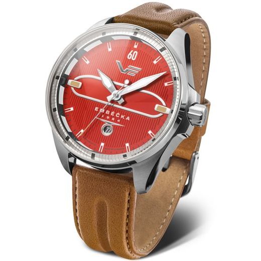 VOSTOK EUROPE LIMITOVANÁ EDICE EMBÉČKA AUTOMATIC LINE NH35-325A495 - HNĚDÝ KOŽENÝ ŘEMÍNEK - EMBÉČKA - ZNAČKY