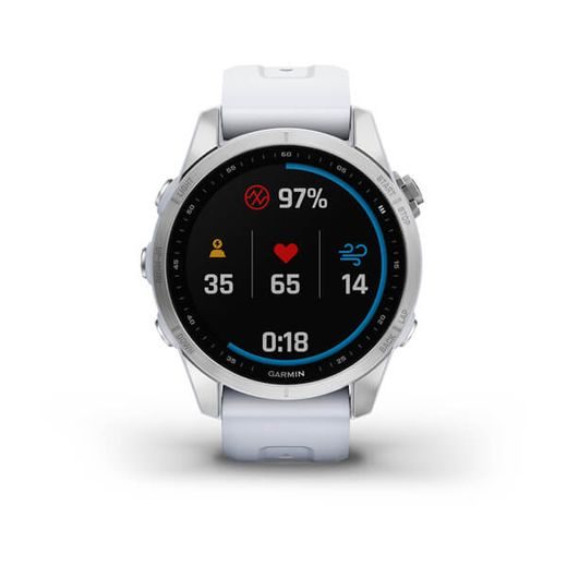 GARMIN FENIX 7S PRO GLASS SILVER / WHITE SILICONE BAND - 010-02539-03 - GARMIN - BRANDS