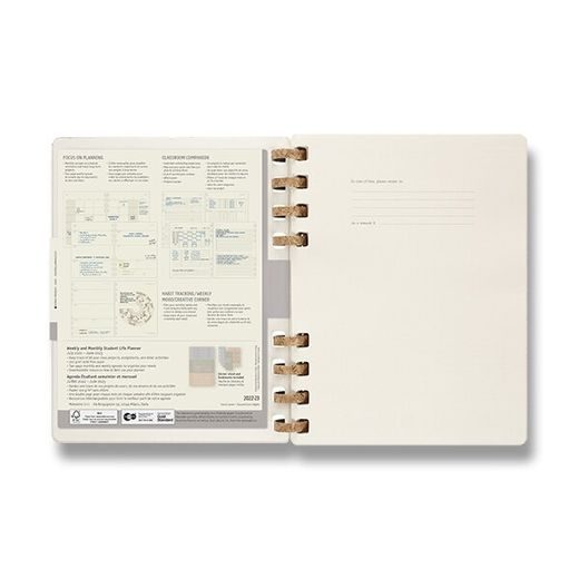 DIÁŘ MOLESKINE SPIRAL ACADEMIC 2023 SVĚTLE ŠEDÝ - TÝDENNÍ/MĚSÍČNÍ - TVRDÉ DESKY - XL 1206/5730319 - DIARIES AND NOTEBOOKS - ACCESSORIES