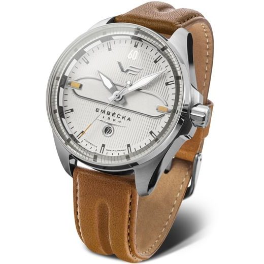 VOSTOK EUROPE LIMITOVANÁ EDICE EMBÉČKA AUTOMATIC LINE NH35-325A494 - HNĚDÝ KOŽENÝ ŘEMÍNEK - EMBÉČKA - ZNAČKY