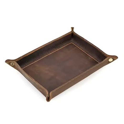 PLATOU DE DEPOZITARE DIN PIELE HELVETI (MARO ÎNCHIS) - CUTII PENTRU CEASURI - ALTELE