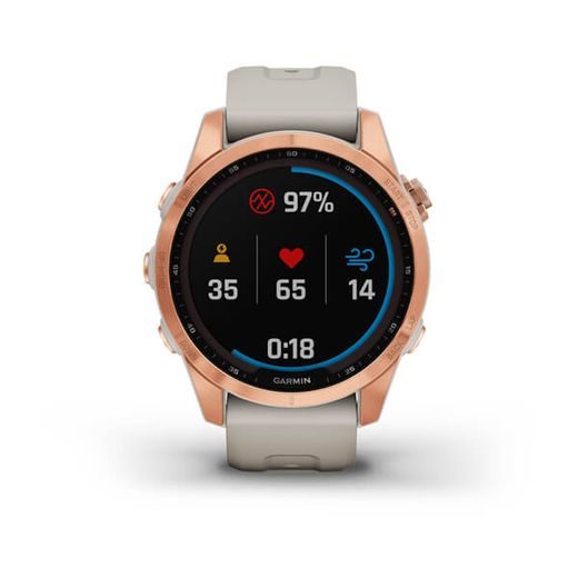 GARMIN FENIX 7S PRO SOLAR ROSE GOLD, SAND SILICONE BAND - 010-02539-11 - GARMIN - BRANDS