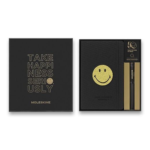 DÁRKOVÁ SADA DIÁŘ, ZÁPISNÍK A ROLLER MOLESKINE 2023 SMILEY - TVRDÉ DESKY - L, LINKOVANÝ 1331/1717001 - DIÁŘE A ZÁPISNÍKY - OSTATNÍ