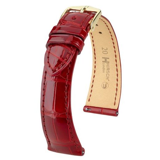 ŘEMÍNEK HIRSCH LONDON ALLIGATOR - ČERVENÝ, LESK - ŘEMÍNKY - OSTATNÍ