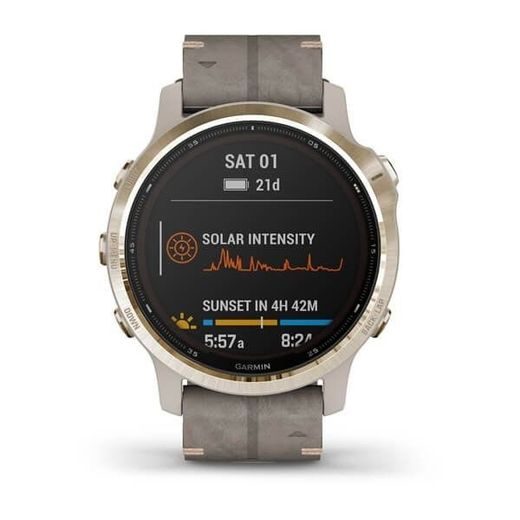 GARMIN FENIX6S PRO SOLAR, LIGHTGOLD/SUEDE BAND (MAP/MUSIC) 010-02409-26 - GARMIN - ZNAČKY