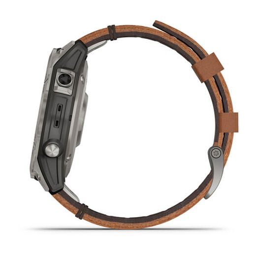 GARMIN FENIX 7 PRO SAPPHIRE SOLAR STYLE TITAN BROWN LEATHER BAND 010-02540-31 - GARMIN - BRANDS