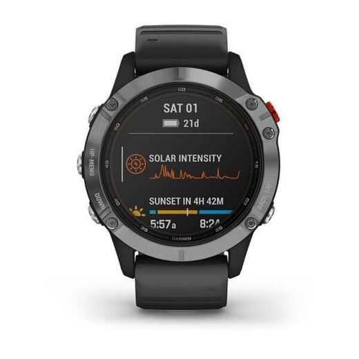 GARMIN FENIX6 SOLAR, SILVER/BLACK BAND 010-02410-00 - GARMIN - ZNAČKY