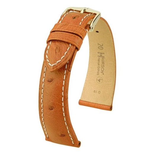 ŘEMÍNEK HIRSCH MASSAI OSTRICH 1 - ZLATOHNĚDÝ, KONTRAST - STRAPS - ACCESSORIES