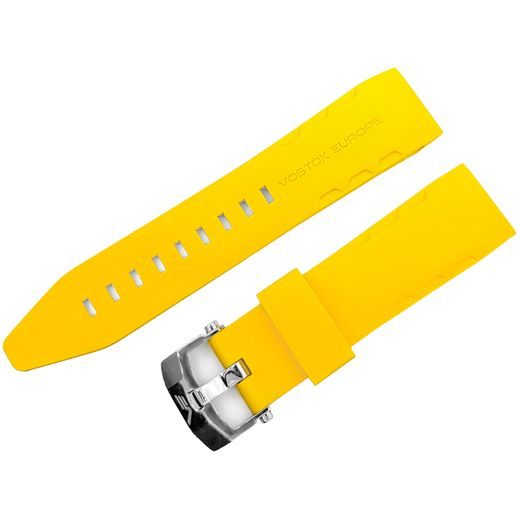 CUREA DIN SILICON VOSTOK EUROPE 25 MM PENTRU LUNOCHOD YM86/620A505 - GALBENĂ/CATARAMĂ LUCIOASĂ-MATĂ - CURELE - ALTELE