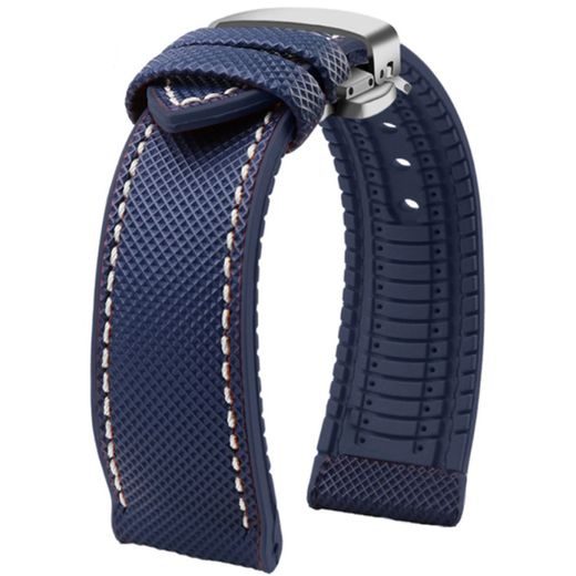 NYLON/RUBBER STRAP WITH SILVER BUTTERFLY BUCKLE - BLUE - STRAPS - ACCESSORIES