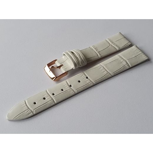 WHITE LEATHER STRAP AVIATOR FOR DOUGLAS MOONFLIGHT V.1.33.2.251.4 - GOLD BUCKLE - STRAPS - ACCESSORIES