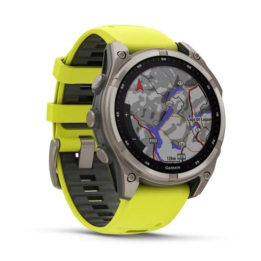 GARMIN FENIX® 8 – 47 MM, SOLAR, SAPPHIRE, TITANIUM WITH YELLOW/GRAPHITE SILICONE STRAP 010-02906-21 - FENIX 8 47MM - BRANDS