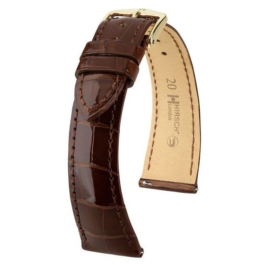 ŘEMÍNEK HIRSCH LONDON ALLIGATOR - TMAVĚ HNĚDÝ, LESK - ŘEMÍNKY - OSTATNÍ