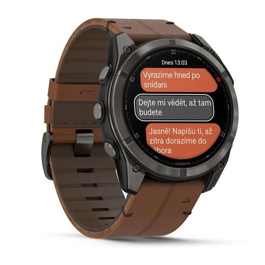 GARMIN FĒNIX® 8 PRO – 51 MM, AMOLED SAPPHIRE, CARBON GREY DLC TITANIUM S CHESTNUT KOŽENÝM ŘEMÍNKEM 010-03199-40 - FENIX 8 PRO 51MM - ZNAČKY
