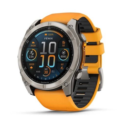 FENIX® 8 – 51 MM, AMOLED SAPPHIRE, TITANIUM S ORANGE/GRAPHITE SILIKONOVÝM ŘEMÍNKEM 010-02905-11 - FENIX 8 51MM - ZNAČKY