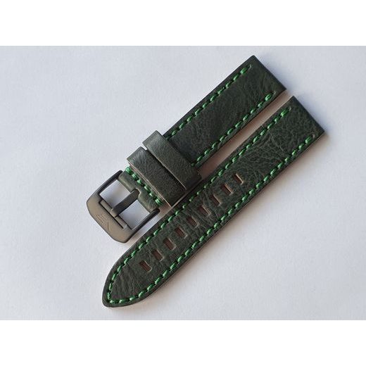 VOSTOK EUROPE LEATHER STRAP FOR ALMAZ 6S11-320C261 - GREEN/BLACK BUCKLE - STRAPS - ACCESSORIES