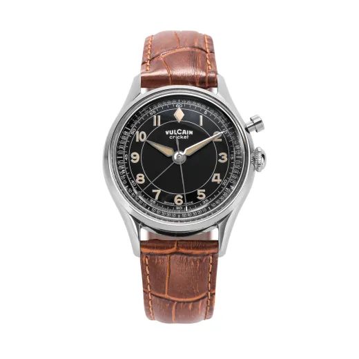 VULCAIN CRICKET CLASSIQUE 39 MM - BLACK/KHAKI NUMBERS - CRICKET CLASSIQUE - ZNAČKY