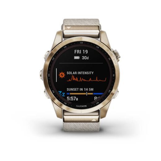 GARMIN FENIX 7S PRO SAPPHIRE SOLAR STYLE ,TITAN CREAM GOLD/ CREAM NYLON BAND - 010-02539-39 - FENIX 7S - ZNAČKY