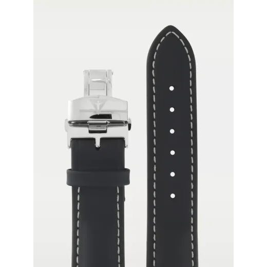 JUNKERS LEATHER STRAP 20MM - BLACK/BUTTERFLY BUCKLE - STRAPS - ACCESSORIES