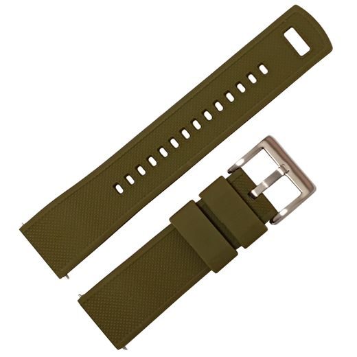 SILICONE STRAP, OLIVE/BLACK WITH SILVER BUCKLE - STRAPS - ACCESSORIES