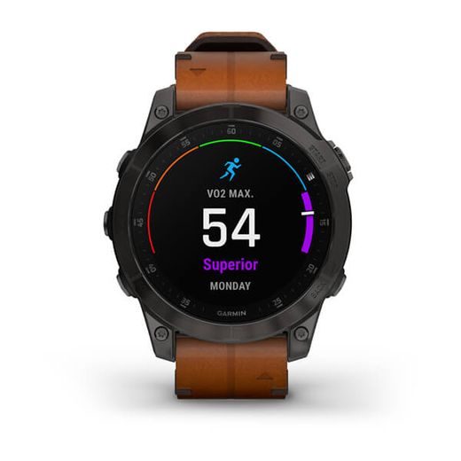 GARMIN EPIX™ PRO SAPPHIRE STYLE, TITAN BLACK/ BROWN LEATHER BAND - 010-02582-30 - EPIX - BRANDS