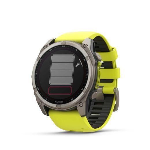 GARMIN FENIX® 8 – 51 MM, SOLAR, SAPPHIRE SAPPHIRE, TITANIUM S YELLOW/GRAPHITE SILIKONOVÝM ŘEMÍNKEM 010-02907-21 - FENIX 8 51MM - ZNAČKY