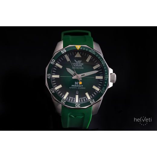 VOSTOK EUROPE N-1 ROCKET AUTOMATIC LINE NH35-225A710 - GREEN RUBBER STRAP - ROCKET N-1 - BRANDS
