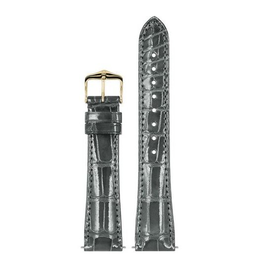 ŘEMÍNEK HIRSCH LONDON ALLIGATOR - ŠEDÝ, LESK - ŘEMÍNKY - OSTATNÍ