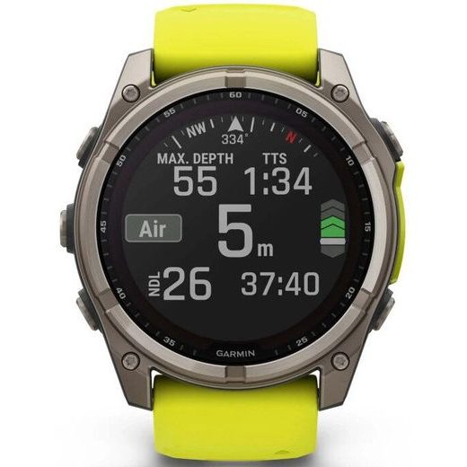 GARMIN FENIX® 8 – 51 MM, SOLAR, SAPPHIRE SAPPHIRE, TITANIUM S YELLOW/GRAPHITE SILIKONOVÝM ŘEMÍNKEM 010-02907-21 - FENIX 8 51MM - ZNAČKY