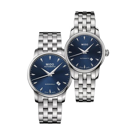 SET MIDO BARONCELLI MIDNIGHT BLUE M8600.4.15.1 A M7600.4.15.1 - HODINKY PRO PÁRY - HODINKY