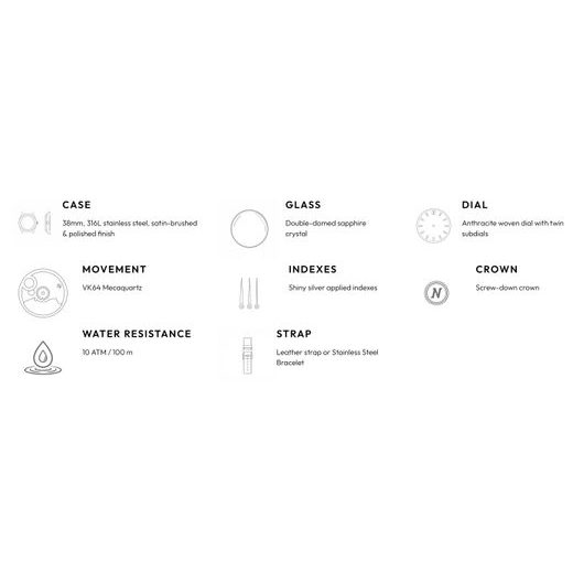 NIVADA GRENCHEN F77 CHRONOGRAPH MECAQUARTZ CARBON 38 MM - F77 - BRANDS