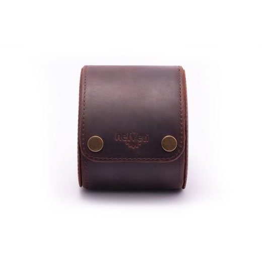 KOŽENÉ CESTOVNÍ POUZDRO HELVETI (PRO 1 HODINKY - TMAVĚ HNĚDÉ) - BOXY NA HODINKY - OSTATNÍ