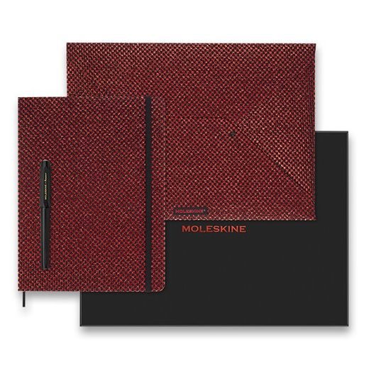 DÁRKOVÁ SADA DIÁŘ MOLESKINE UNI HOLIDAY SHINE RED XL A PLNICÍ PERO MOLESKINE KAWECO 1206/5789004 - DIÁŘE A ZÁPISNÍKY - OSTATNÍ