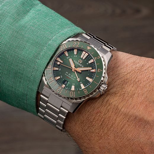 FORMEX REEF GMT AUTOMATIC CHRONOMETER GREEN DIAL WITH ROSE GOLD - REEF - ZNAČKY