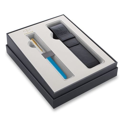 DÁRKOVÁ SADA PLNICÍ PERO PARKER 51 PREMIUM TURQUOISE GT A KOŽENÉ POUZDRO 1502/6193078 - PENS SETS - ACCESSORIES