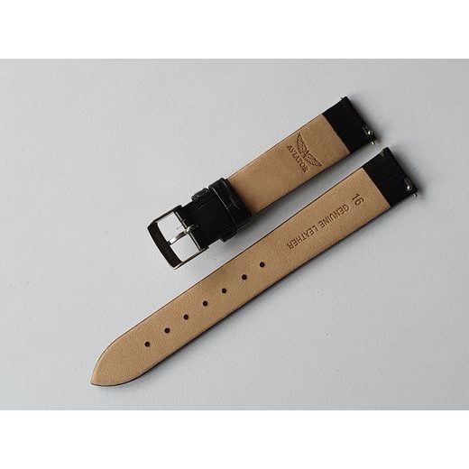 BLACK LEATHER STRAP AVIATOR FOR DOUGLAS MOONFLIGHT V.1.33.0.252.4 - GLOSSY BUCKLE - STRAPS - ACCESSORIES