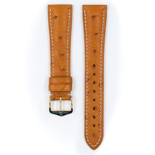 ŘEMÍNEK HIRSCH MASSAI OSTRICH 1 - ZLATOHNĚDÝ, KONTRAST - STRAPS - ACCESSORIES