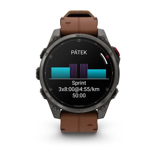 GARMIN FĒNIX® 8 PRO – 47 MM, AMOLED SAPPHIRE, CARBON GREY DLC TITANIUM S CHESTNUT KOŽENÝM ŘEMÍNKEM 010-03198-40 - FENIX 8 PRO 47MM - ZNAČKY