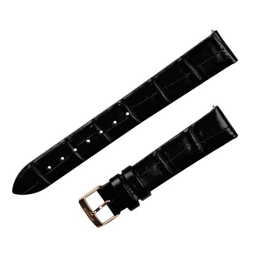 BLACK LEATHER STRAP AVIATOR FOR DOUGLAS MOONFLIGHT V.1.33.2.253.4 - GOLD BUCKLE - STRAPS - ACCESSORIES