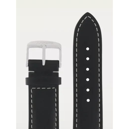 LEATHER STRAP JUNKERS 22MM - BLACK/WHITE STITCHING - STRAPS - ACCESSORIES
