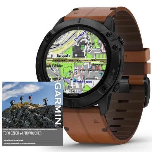 GARMIN FENIX6X PRO SAPPHIRE, BLACKDLC/BROWNLEATHER BAND (MAP/MUSIC) 010-02157-14 - GARMIN - ZNAČKY