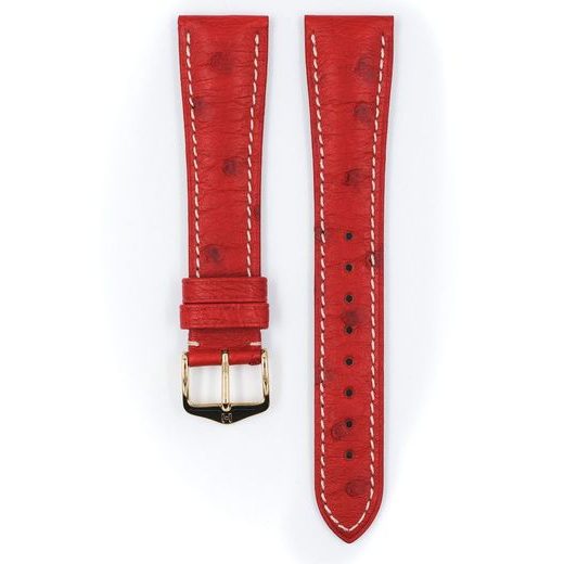 ŘEMÍNEK HIRSCH MASSAI OSTRICH 1 - ČERVENÝ, KONTRAST - STRAPS - ACCESSORIES