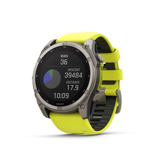 GARMIN FENIX® 8 – 51 MM, SOLAR, SAPPHIRE SAPPHIRE, TITANIUM S YELLOW/GRAPHITE SILIKONOVÝM ŘEMÍNKEM 010-02907-21 - FENIX 8 51MM - ZNAČKY