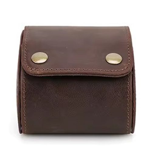 KOŽENÉ CESTOVNÍ POUZDRO HELVETI (PRO 1 HODINKY - TMAVĚ HNĚDÉ) - BOXY NA HODINKY - OSTATNÍ