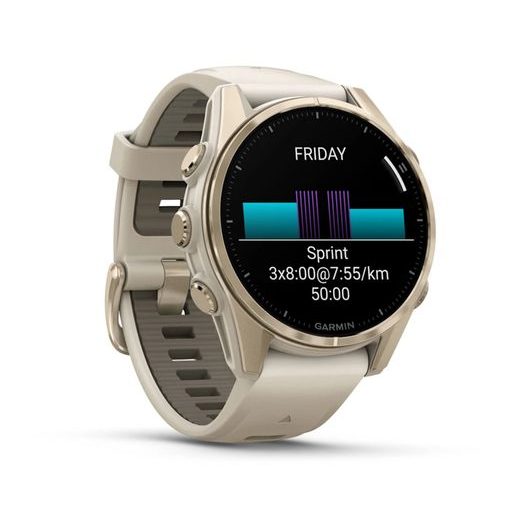 GARMIN FENIX® 8 – 43 MM, AMOLED SAPPHIRE, SOFT GOLD / FOG GREY SE SILIKONOVÝM ŘEMÍNKEM 010-02903-11 - FENIX 8 43MM - ZNAČKY