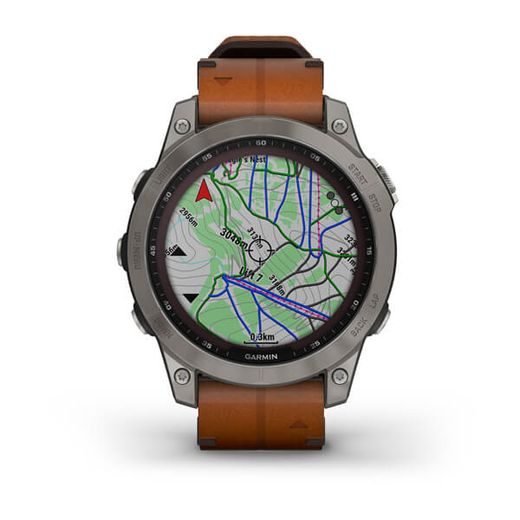 GARMIN FENIX 7 PRO SAPPHIRE SOLAR STYLE TITAN BROWN LEATHER BAND 010-02540-31 - GARMIN - BRANDS